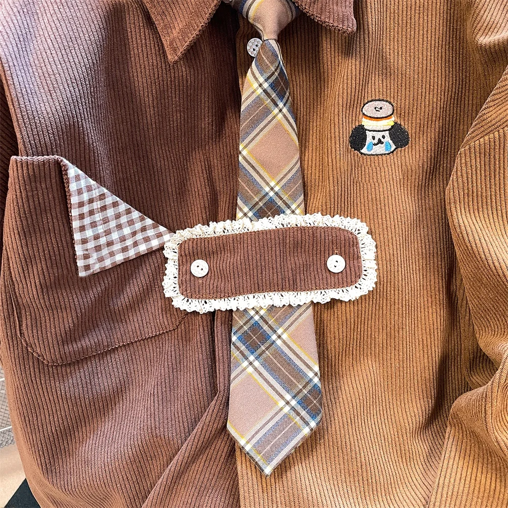 

Ретро американский контрастный цветной галстук для собак с вышивкой irt Мужской дизайн Sensation Гонконг Sle Corduroy irt Jaet