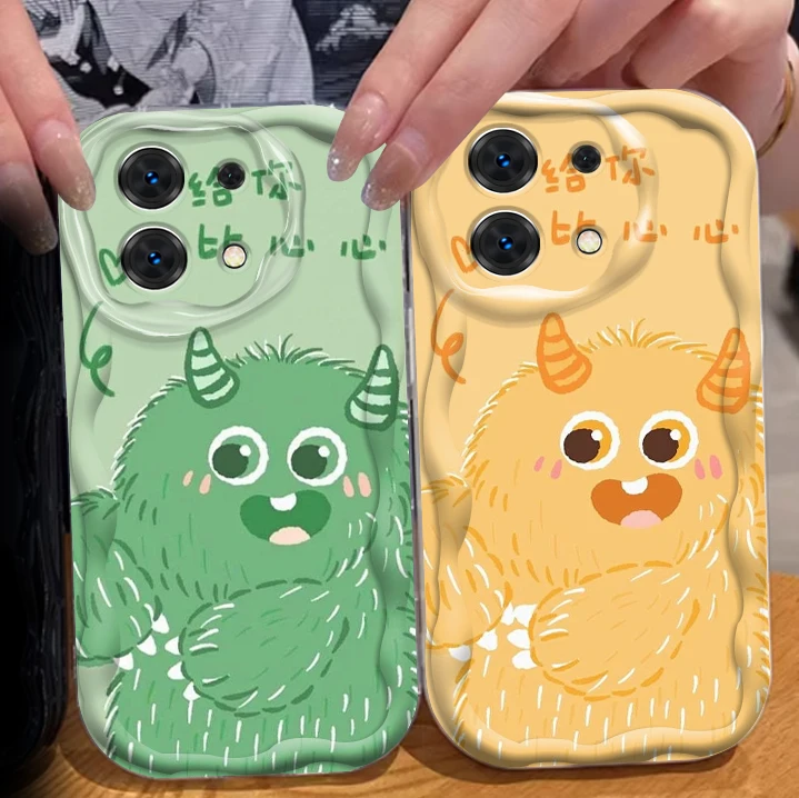 

Pink Little Monster Cute For Xiaomi Redmi Note 13 12 12S 11S 11 10 9 8 10A 9C 9T Pro Plus 5G Wave Oil Cover Phone Case