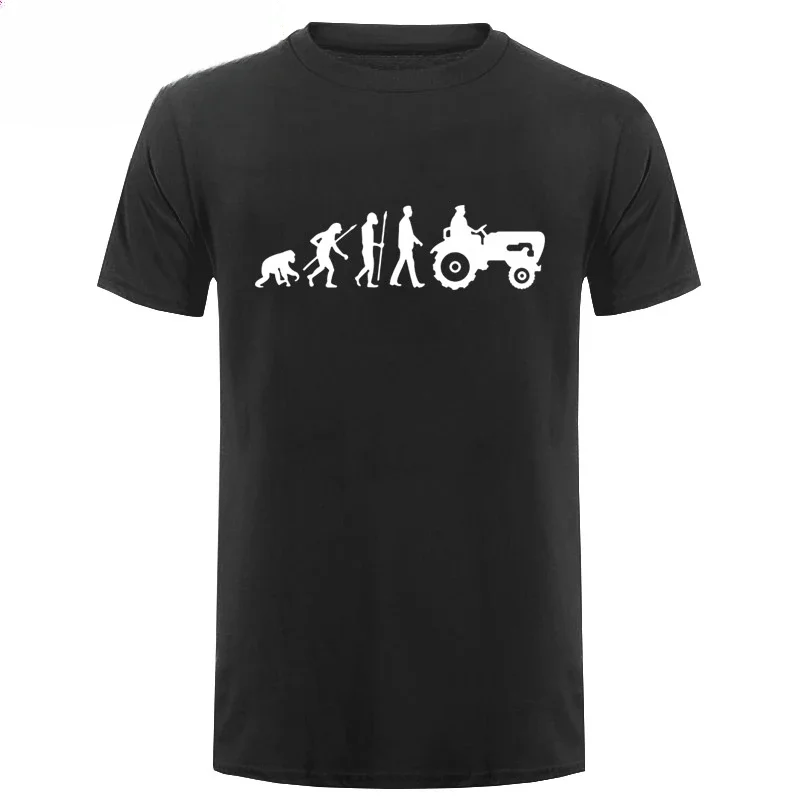 Men New Summer Fashion Evolution Tractor T Shirt Cotton Born To Farm T-shirt Tops Camisetas Farmer Crewneck heavyweight Informal