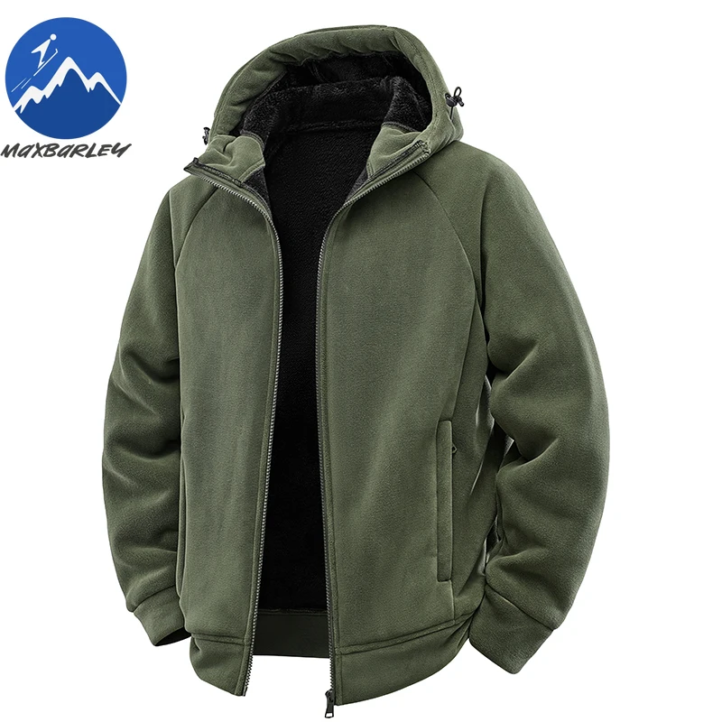 

Maxbarley Brand Fleece Jacket Men Fashion Snow Thickened Wool Warm Hoodie Jacket 2025 Winter Outdoor Ski Suit Plush Coat Man 5xl