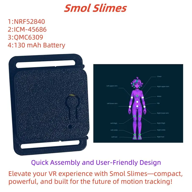 B92B-IMU+ Magnetometer Set Of 5PCS Smol Slimes Tracker ICM-45686 QMC6309 For Slimevr For Virtual Reality For Tracking Integratio