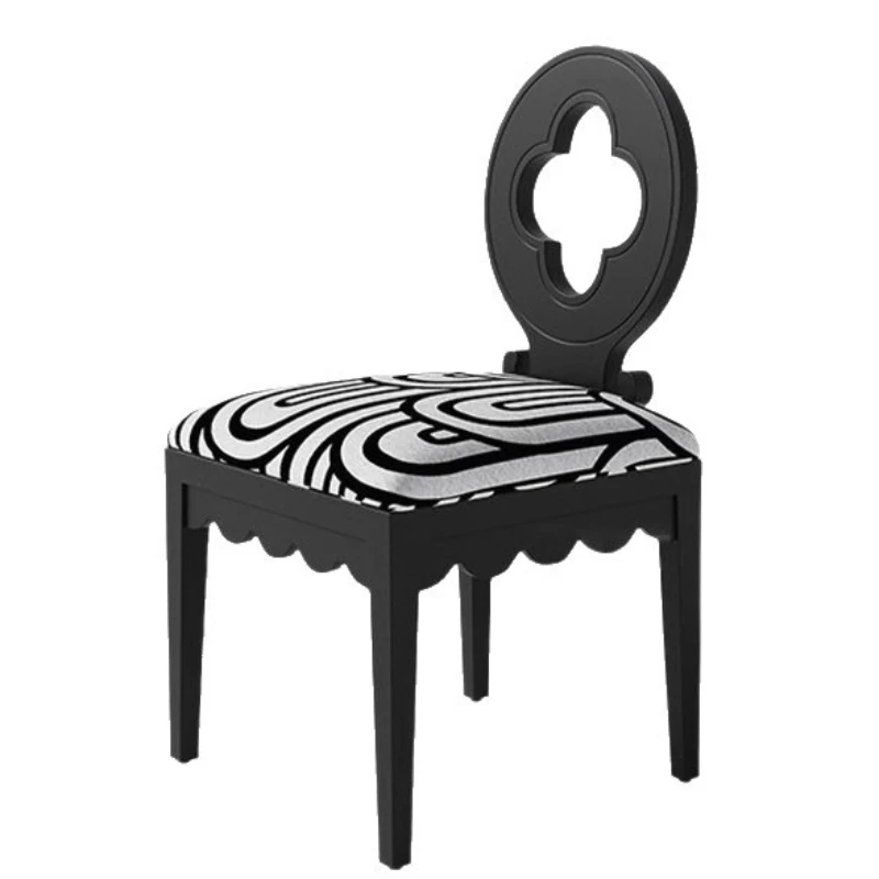 

Designer medieval dining chair French wabi-**** retro four-leaf clover dressing chair cafe back chair