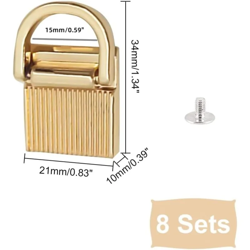 금속 지갑 사이드 클립 버클, 직사각형 가방 서스펜션 걸쇠, 핸드백 체인 스트랩 커넥터 버클, D 링 랜야드 걸쇠, 8 팩