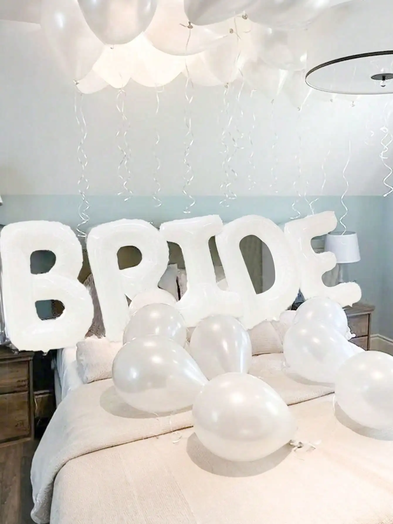 مجموعة بالونات حروف العروس البيضاء مكونة من 25 قطعة، لحفلات الزفاف وحفلات العزوبية ومستلزمات خلفية زينة الخطوبة والزفاف
