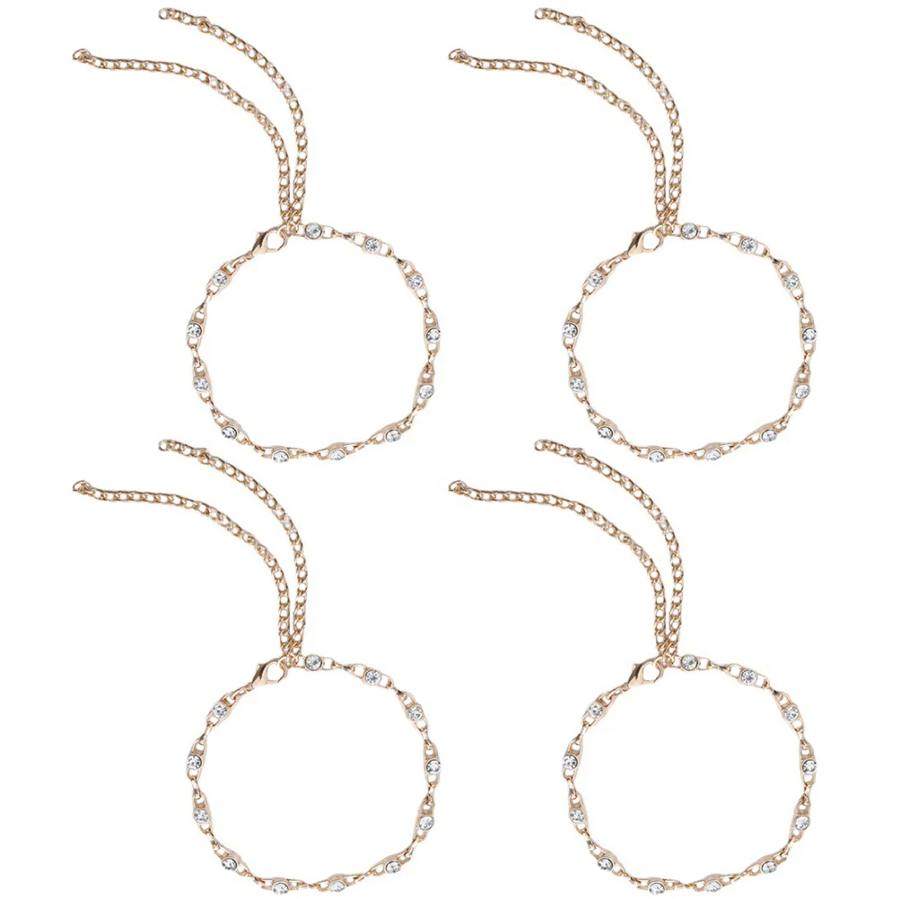 

4Pcs Rhinestones Shoe Chain Charm Glitter Heels Accessories Golden Women High Quality Crystal Boot Stylish Shoe Chains