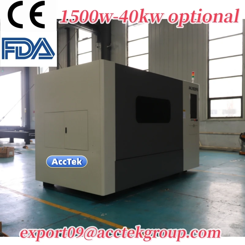 AccTek AKJ1530FB Enclosed Cover Type Laser Cutting Machine for Metal Aluminum Brass Cutter Ads Sign Make máquina laser de corte