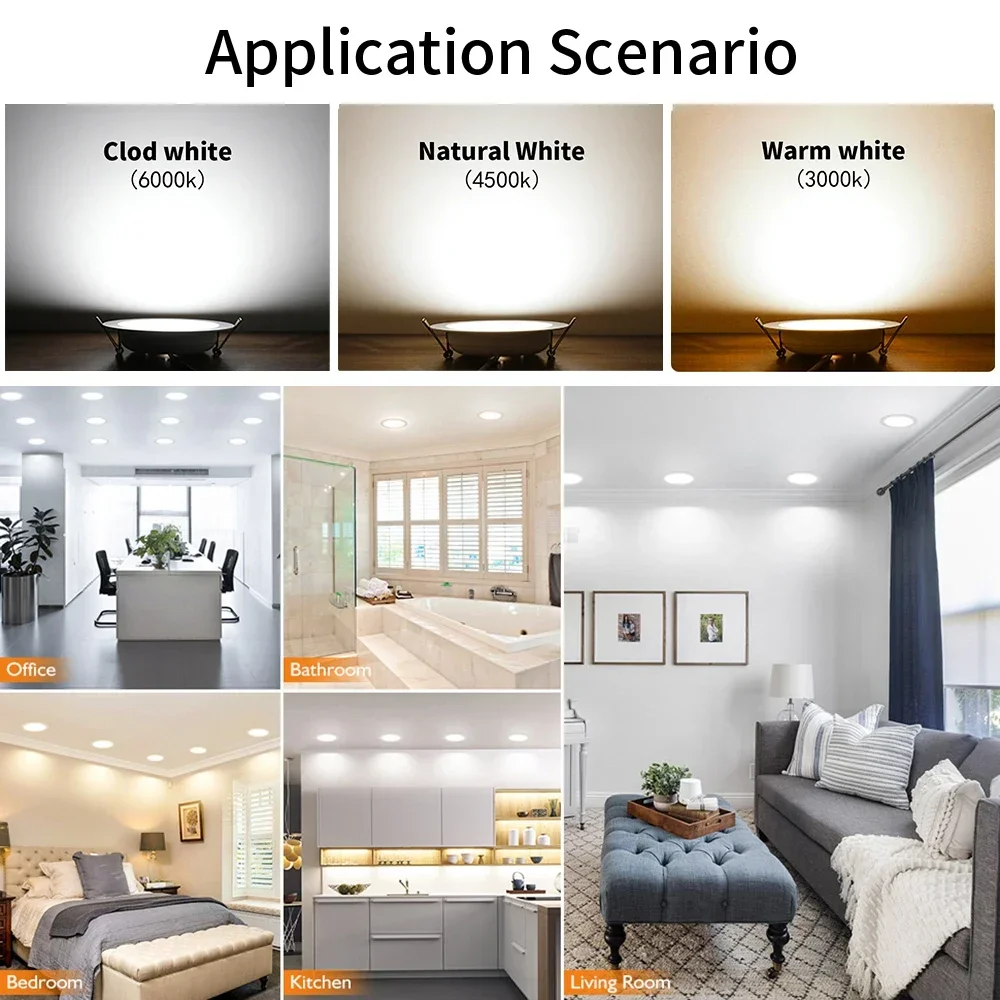 LED Downlight 220V Recessed Round Dowm Light Ceiling Lamp Bedroom Indoor Living Room For Home Decor Lighting Spotlight