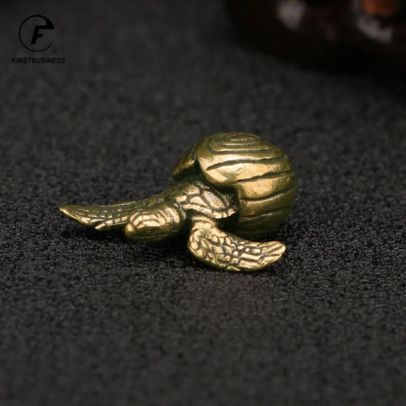 Solid Brass Sea Turtle Figurine Miniature Tea Pet Craft Desktop Small Ornament Animal Home Decoration Accessories Children Gifts