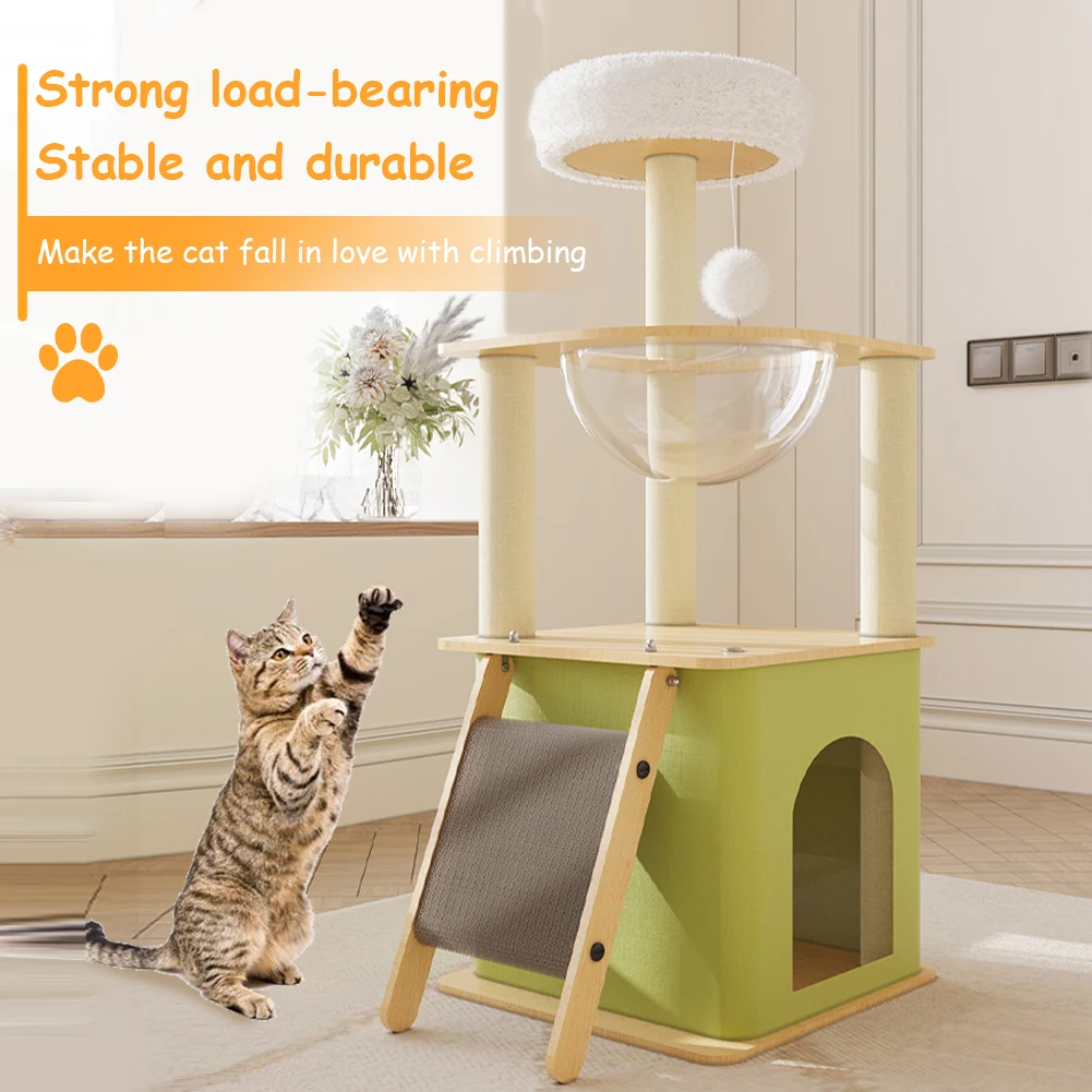 Árbol para Gatos Verde con Casas para Gatos, Rascadores, Cápsula Espacial, Torre para Trepar, Postes para Rascar, Productos para Mascotas