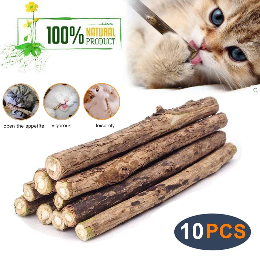 Z20 20-100PCS Catnip Toys Organic Natural Plant Matatabi Silver Vine Chew Stick Cat Teeth Cleaning Chew Toy for Cat Kitten Kitty