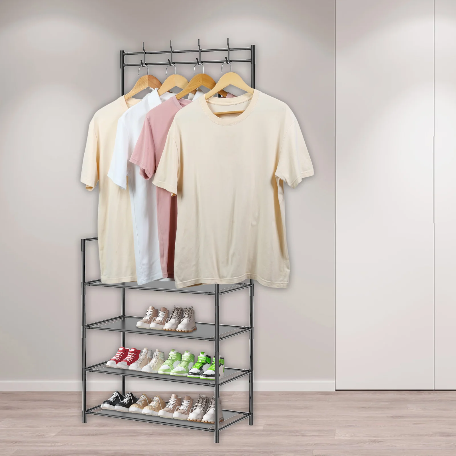 Space-Saving Hall Tree with Shoe Rack Versatile Shoe and Hat Rack Waterproof Hall Tree with Shoe Rack Convenient Shoe Hat Rack