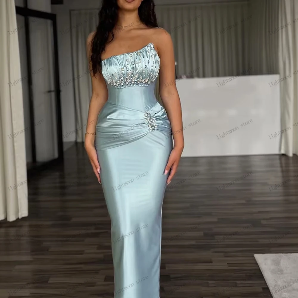 

Graceful Evening Dresses Vintage Prom Dress Satin Robes Strapless Backless Beading Appliques Vestidos De Gala Customized 2026