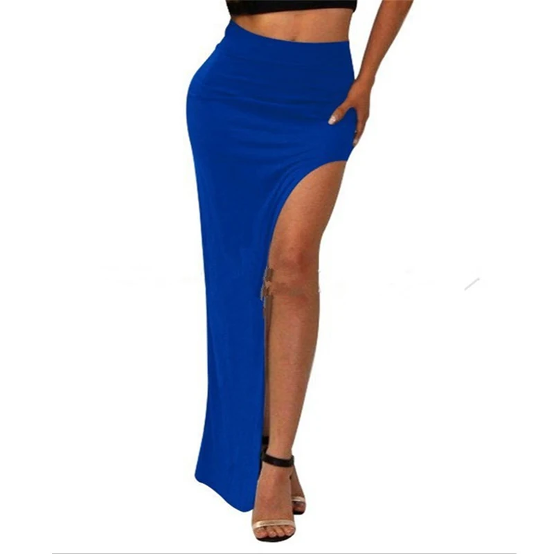 Mode Split Rokken Vrouwen Sexy Lange Sexy Rokken Open Zijde Split Rok Lange Hoge Taille Hoge Maxi Rok Zwart
