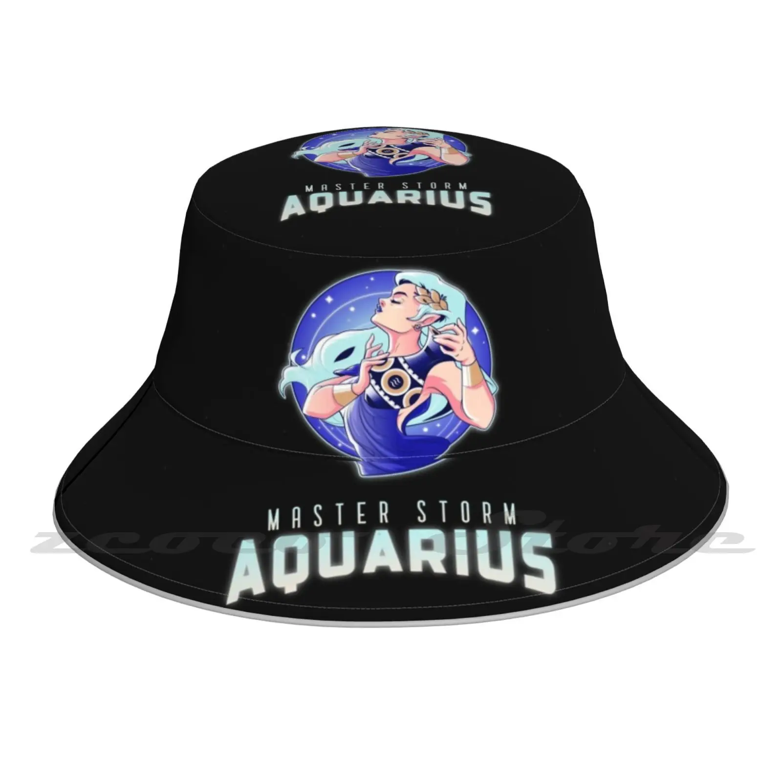 Master Aquarius Zodiac Sign Design Cap Diy Foldable Sunshade Fashion Leisure Bucket Hat Astrology Stars Astronomy Zodiac