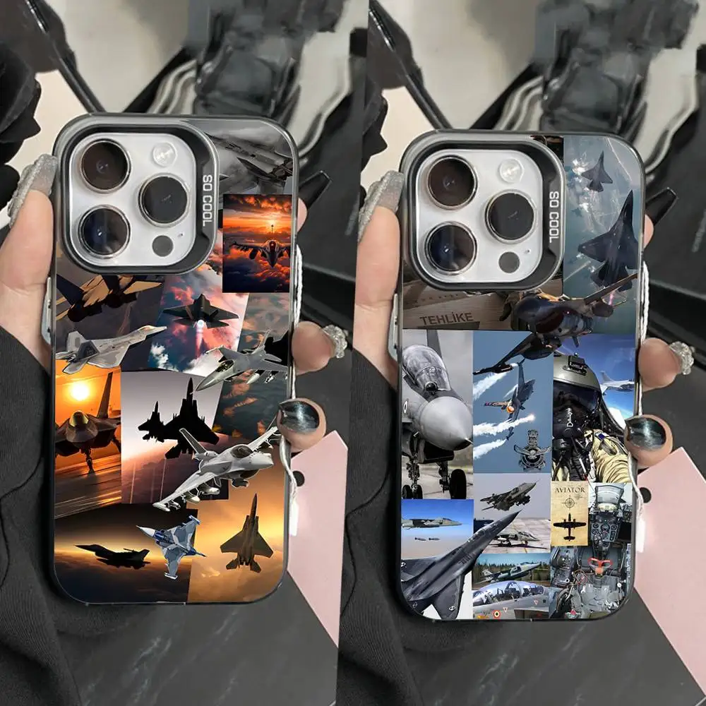 

Plane Phone Case For iPhone 16,15,14,13,12,11,Pro,Max,Plus,Mini,XS,SE Anti Fall Black Matte Hard Bumper