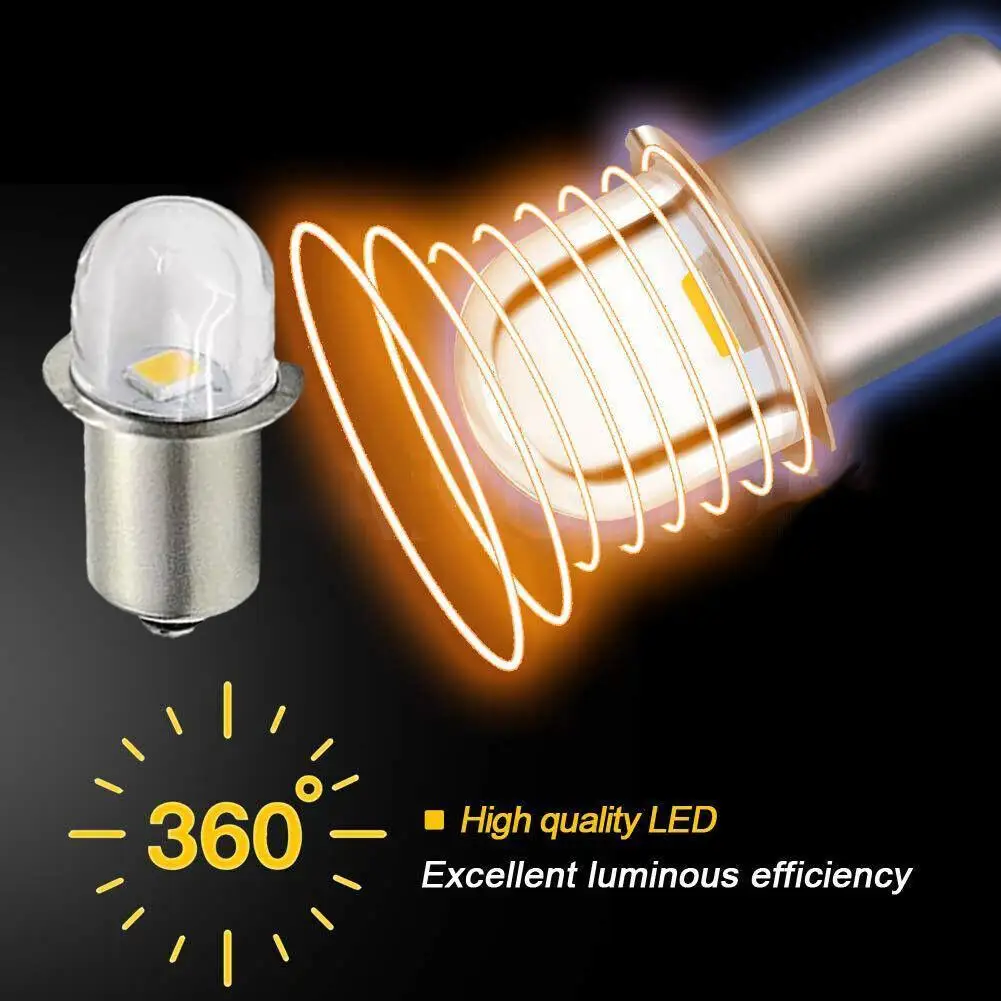 P13.5S Mag Light LED Bulb 3-16 C&D Cells Maglite Torch Flashlight LED Converter 3V 4.5V 6V 9V 12V 18V 24V White view 3