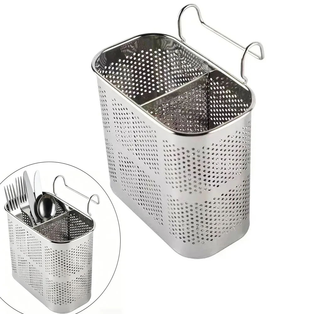 Utensil Drying Basket Stainless Steel Chopsticks Storage Basket Hanging Drying Rack for Dish Rack Kitchen Sink Countertop