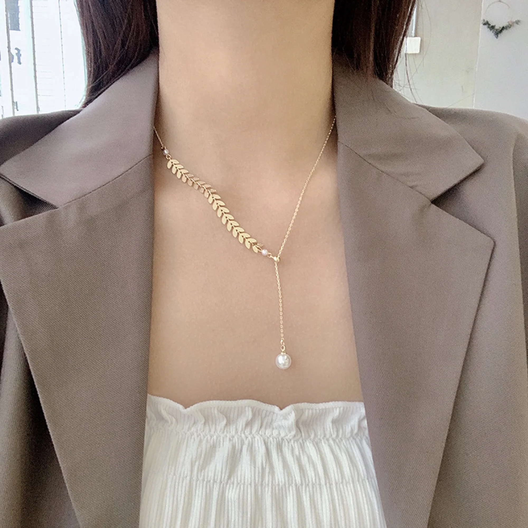 Wheat ear clavicle chain，stainless steel  INS little fresh style necklace for woman Fashion Jewelry Gifts