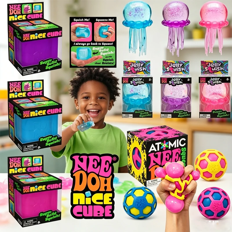 

NeeDoh Squishy Schylling Atomic Stress Relief Ball Squishies/; Blind Box Stress Relief Toy; Sensory NeeDoh Fidget Toy Party Gift