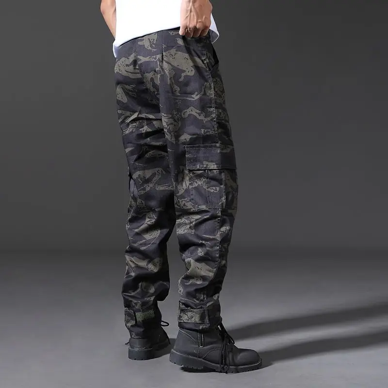 

Men's Loose Fit Camouflage Cargo Pants Multi Pocket Tapered Leg Construction Mechanic Work Wear Labor Protection