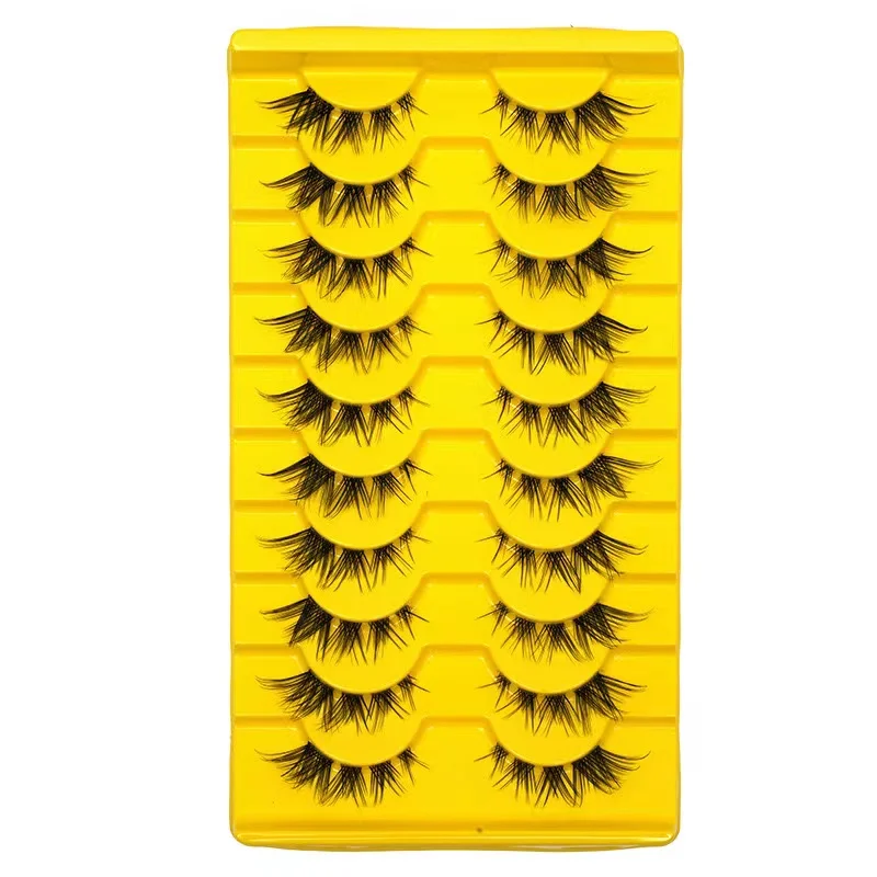 10 paar natuurlijke pluizige wimpers met staartvezels, geschikt voor dagelijks make-up