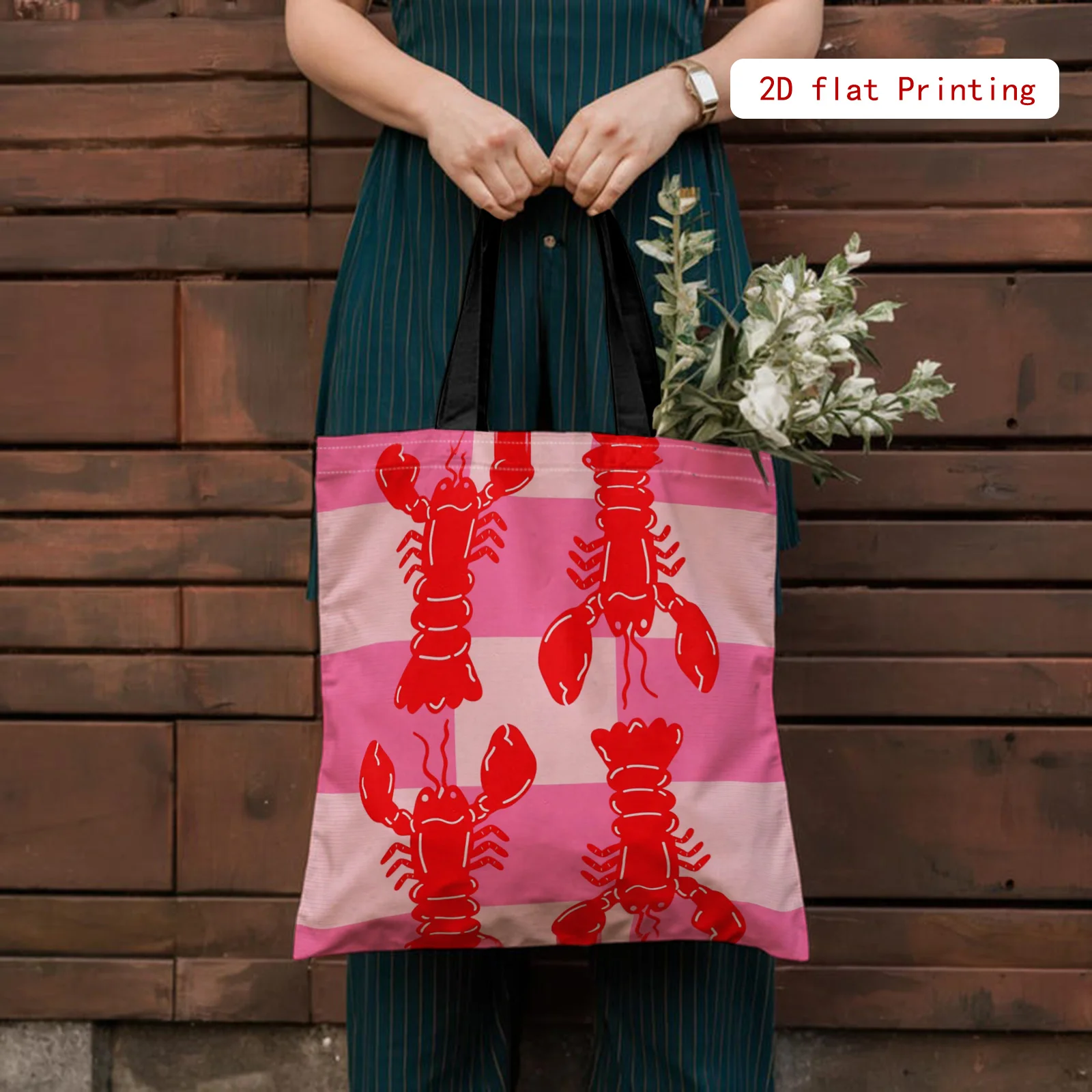 1pc 핑크 랍스터 2d 프린트 패션 숄더백, 경량 토 - Travel Accessories Gifts For Her 리뷰 및 가격