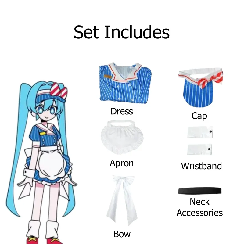 Hatsune Miku Cosplay Costumes Vtuber Miku Outfit Girls Uniform Set With Cap Halloween Party Clothing for Women Miku Dress