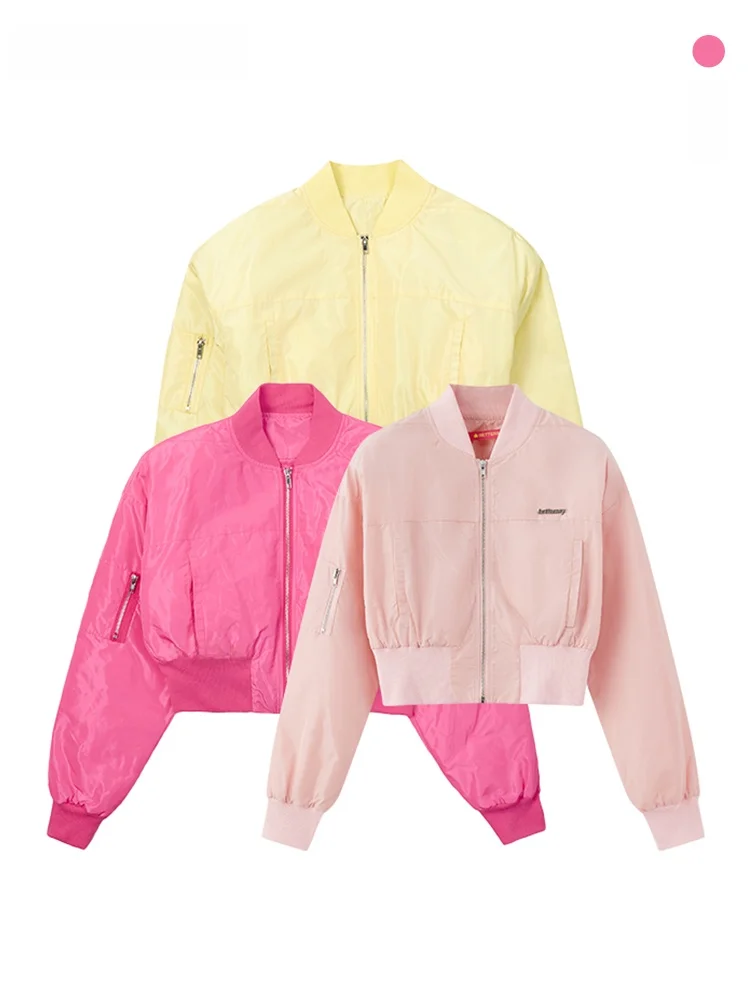 

BetterSay Zipper Baseball Jaet ort Pure Color Slim Fit Autumn New Sle Commute Sle Polyester Fiber Long Sve Coat