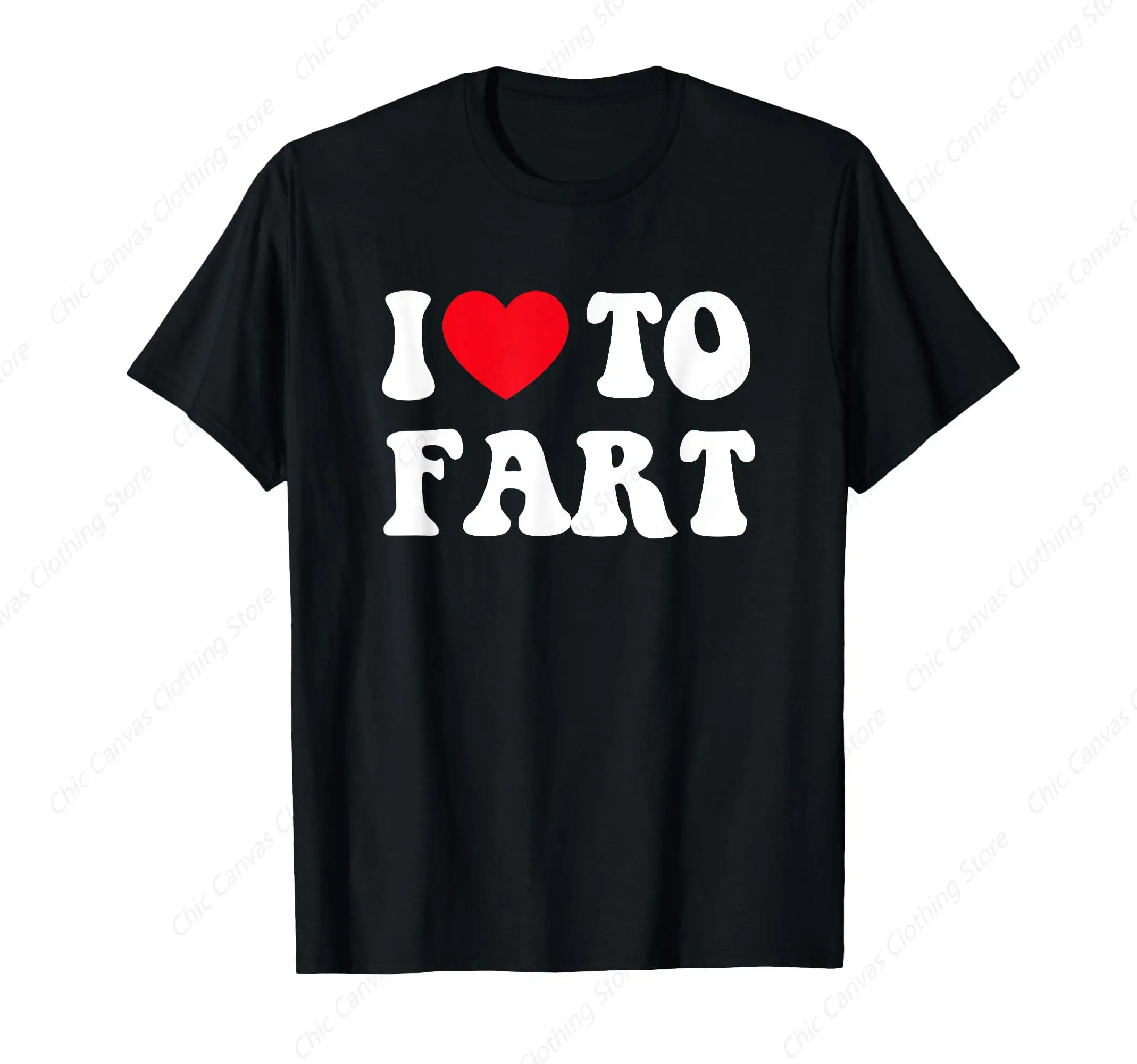 

I Love To Fart Heart T-shirt Funny Satirical Men's and Women's T-shirt Black Pure Cotton Loose Harajuku Shirt Casual