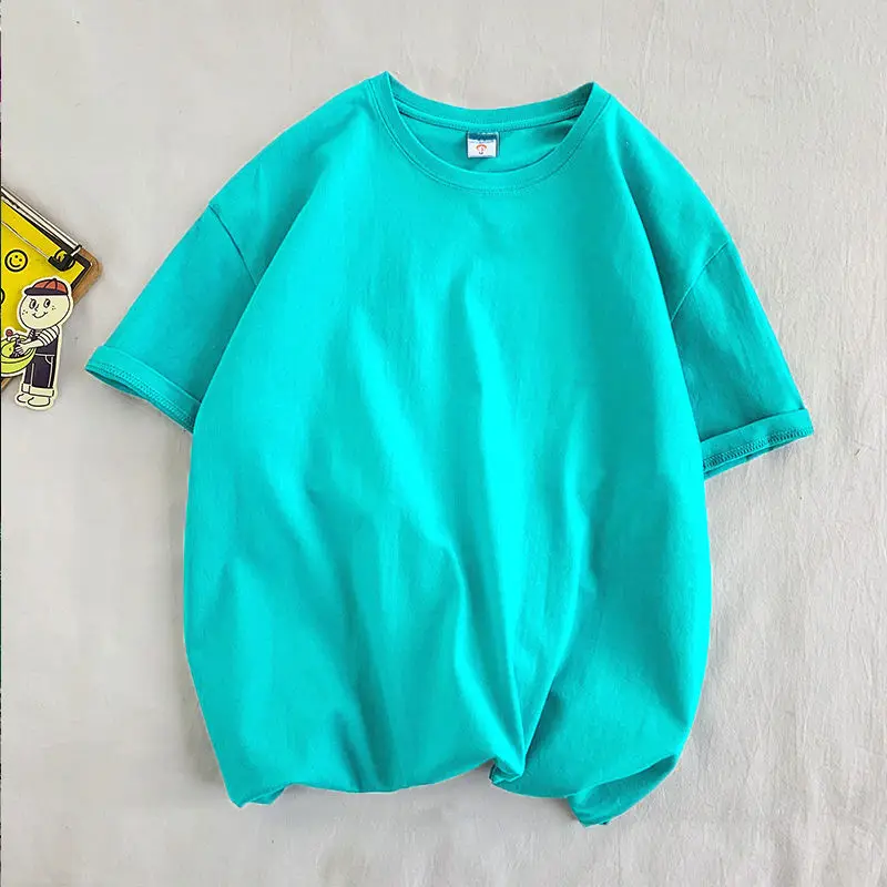 100% Baumwolle Kurzarm-T-Shirt für Männer und Frauen, Sommermode, einfarbig, schlicht, O-Ausschnitt, lockere, lässige Basic-Shortsleeve-Bluse. – Detail 20