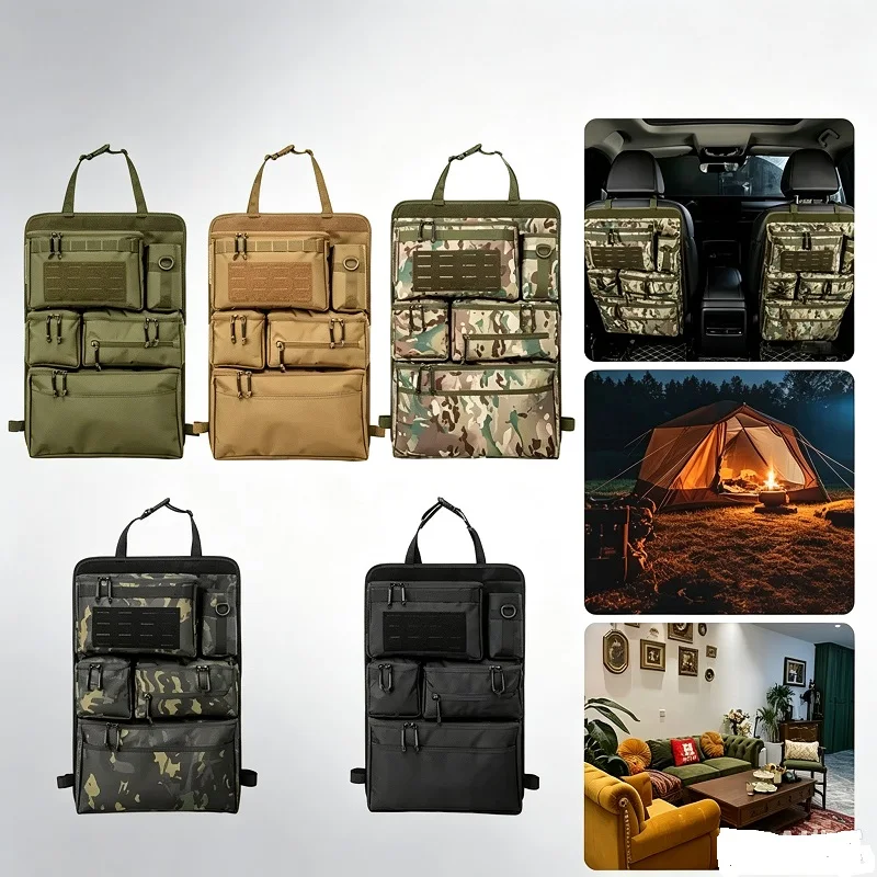 Tactical Camouflage Car Storage Bag - Multifunctional Seat Back Organizer for Travel & Outdoor Use