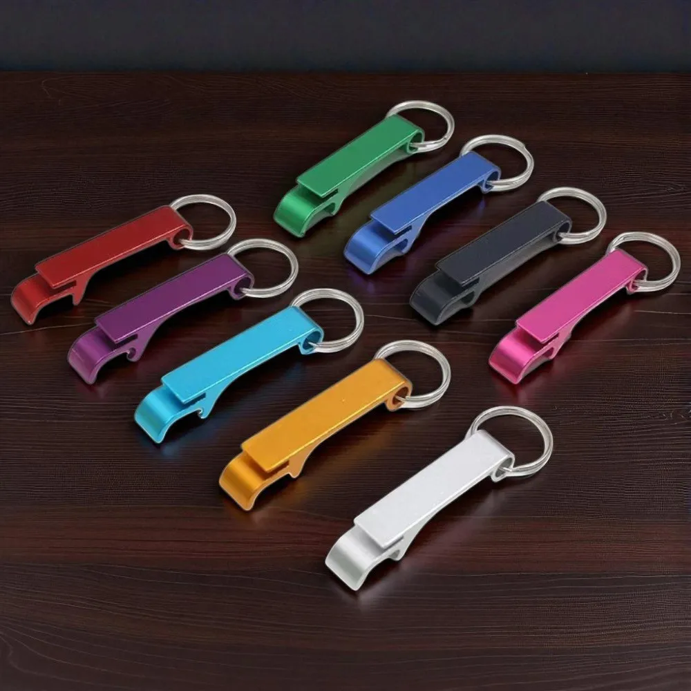 Fashion Multi Color Metal Bottle Opener Beer Keychain Trendy Men Women High Quality Keychain Multifunctional Keyring Chain Gift