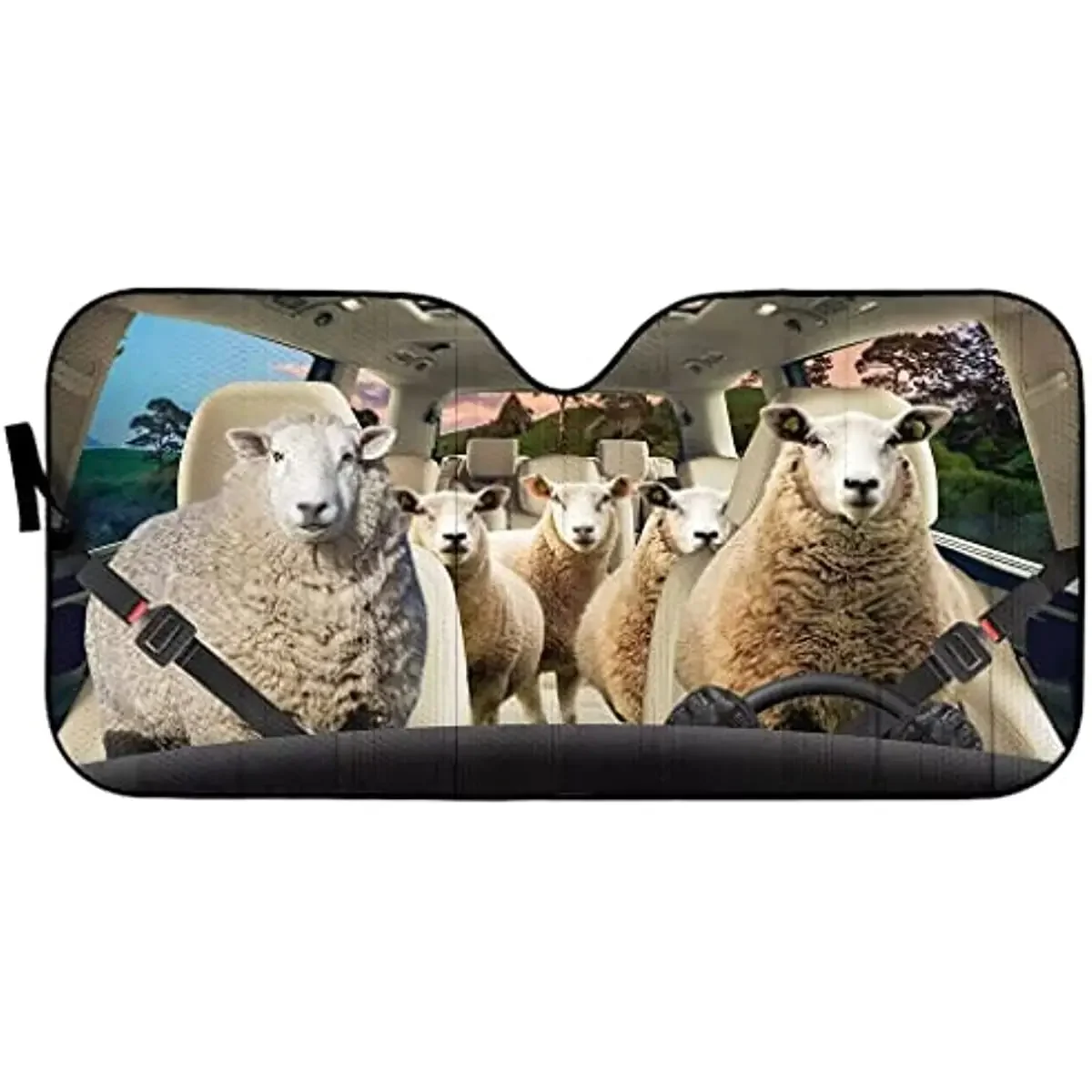 Sun Shade for Car Windshield Sheep Family Automotive Window Sunshades Funny Family Windshield Sun Shade Animal Shades