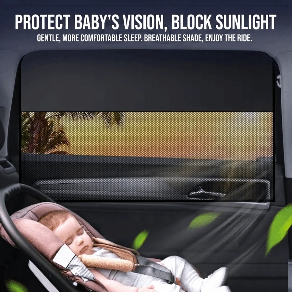 Magnetic Car Window Sun Shade One Way See Through Breathable Mesh Car Window Curtain 10 Magnets Foldable Privacy Sun Shade