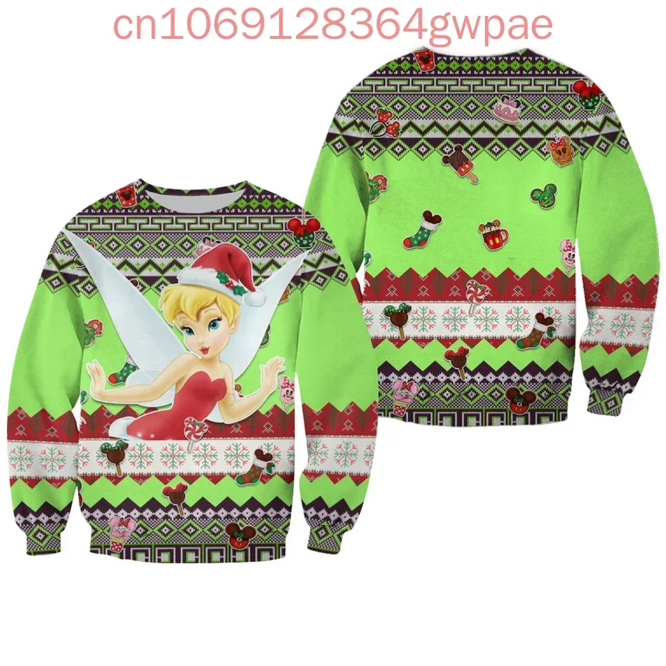 Tinker Bell Christmas Sweater Men's Women's 3d Print Ugly Sweater Disney Peter Pan Ugly Christmas Sweater Tops