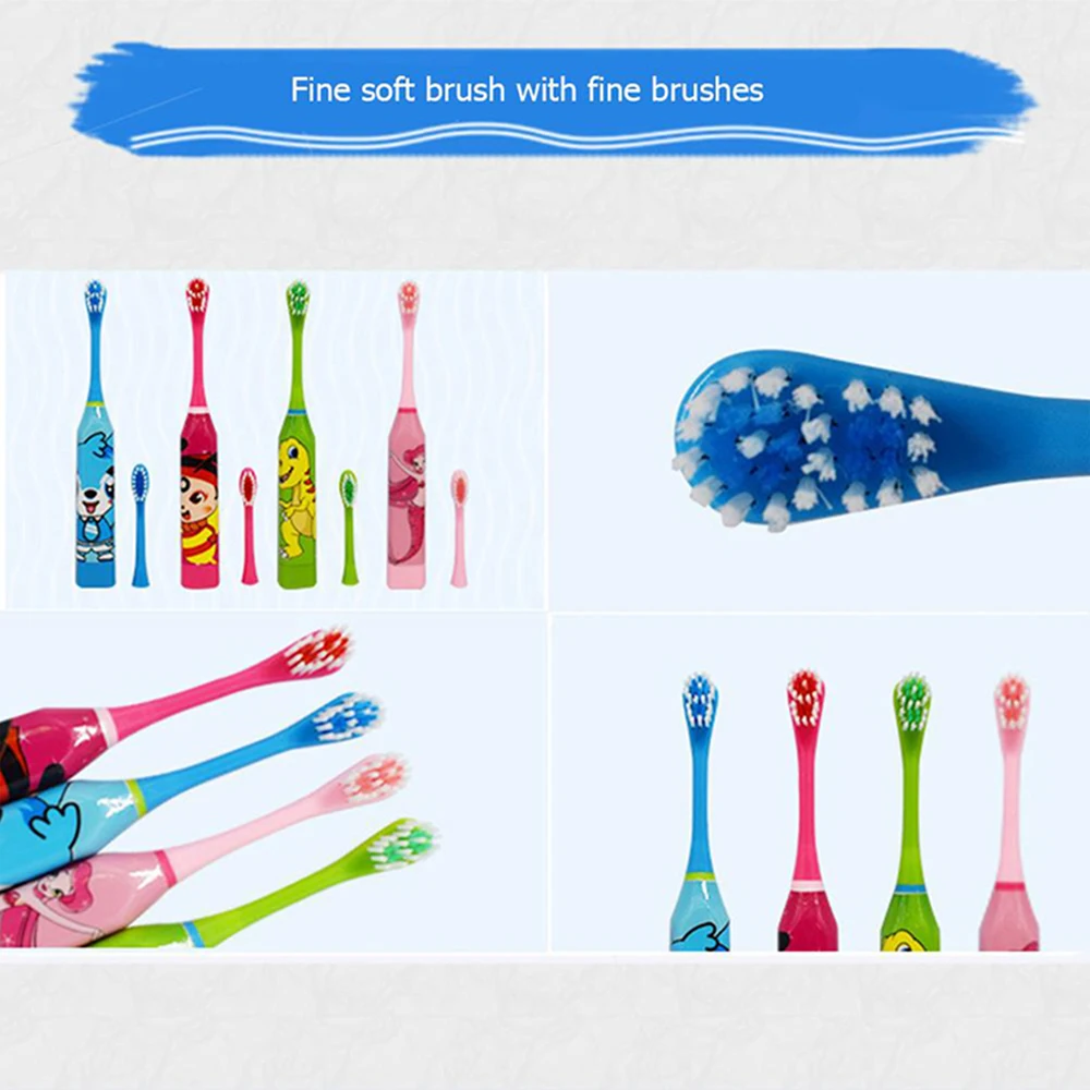 High Quality Children\'s Sonic Electric Toothbrush Battery-Type Cute Cartoon Replaceable Toothbrush Head Oral Hygiene Tool