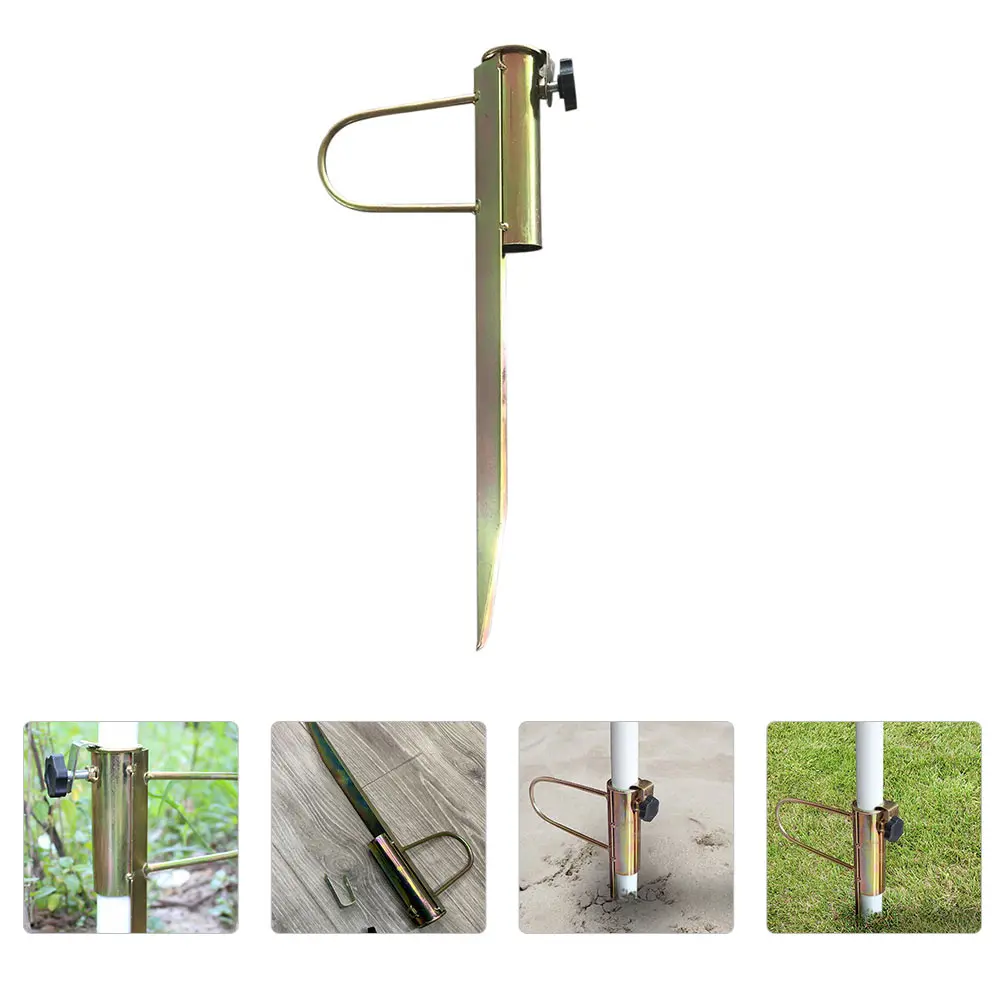 

Outdoor Sun Umbrella Floor Fork Galvanized Iron Base Beach Anchor Sand Grabber Lightweight Durable Easy Install Sturdy Use