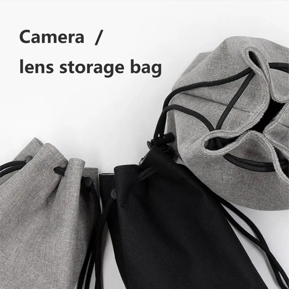 

Adjustable Strap Camera Storage Bag Inner Bag Dustproof DSLR Drawstring Bag Velvet Lining Waterproof Lens Protective Case
