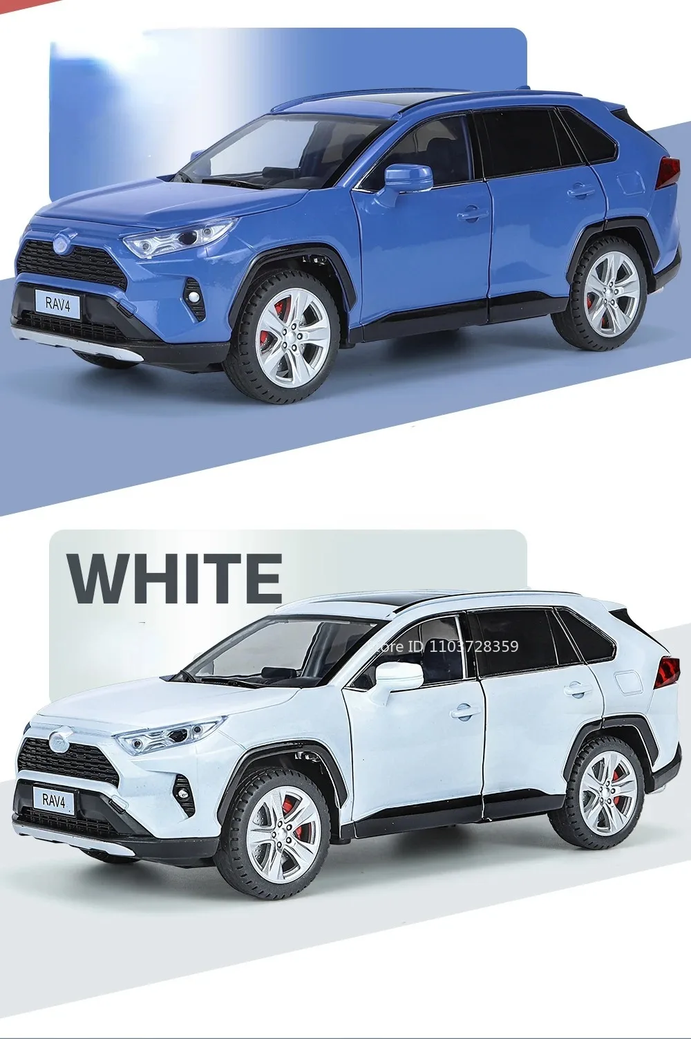 Maßstab 1:24 Highlander RAV4 Spielzeugmodell Miniaturautos Legierung Druckguss Sound Licht Türen geöffnet Zurückziehen Stoßdämpfung Jungen Geschenke – Detail 19