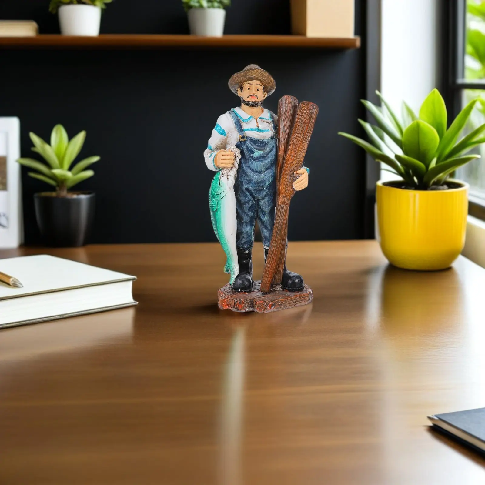 

Mediterranean Resin Captain Statue Small Marine Sailor Sculpture Coastal Nautical Decor for Office Shelf Bedroom Desktop