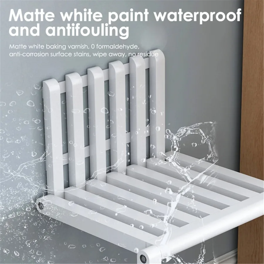 Wall Mounted Folding Chair Solid Wood Porch Chair Door Shoe Cabinet Hidden Footstool Folding Bathroom Balcony Living Stool