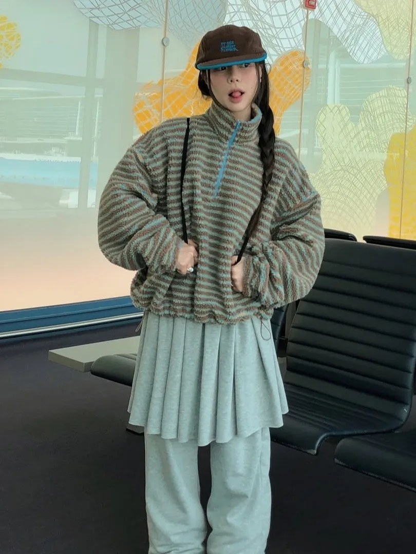 الرجعية مخطط f البريدي طوق صغير البلوز المرأة فضفاضة كسول تصميم Faionable شخصية العلوي irt #2