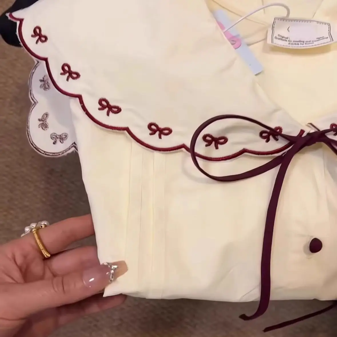 بلوزة نسائية بياقة بحرية فرنسية قميص بأكمام طويلة على الطراز الكوري الحلو لربيع الخريف ملابس علوية غير رسمية متعددة الاستخدامات ملابس يومية #4