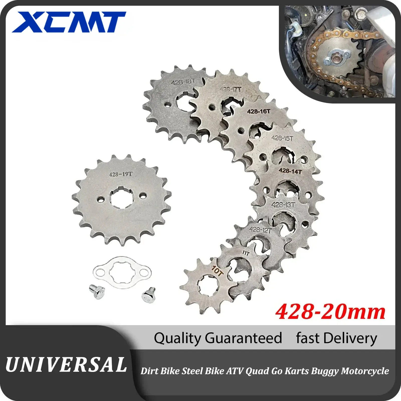 

428# 20mm 10T-19T Front Engine Sprocket For BSE SSR SDG KAYO Dirt Pit Bike ATV Quad Go Kart Moped Buggy Scooter Motorcycle