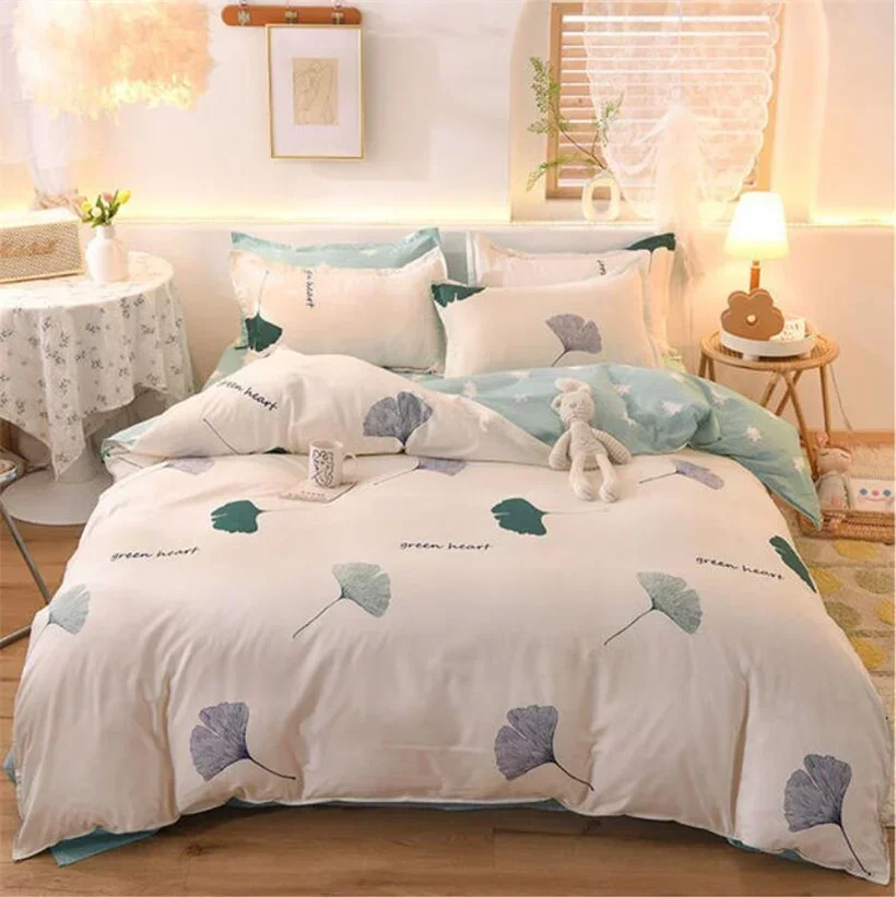 Bedding Set with Duvet Cover Bed Sheet Pillowcases Lovely Pink Adults Kids Comforter Cover Queen King Bedcloth Soft Touching