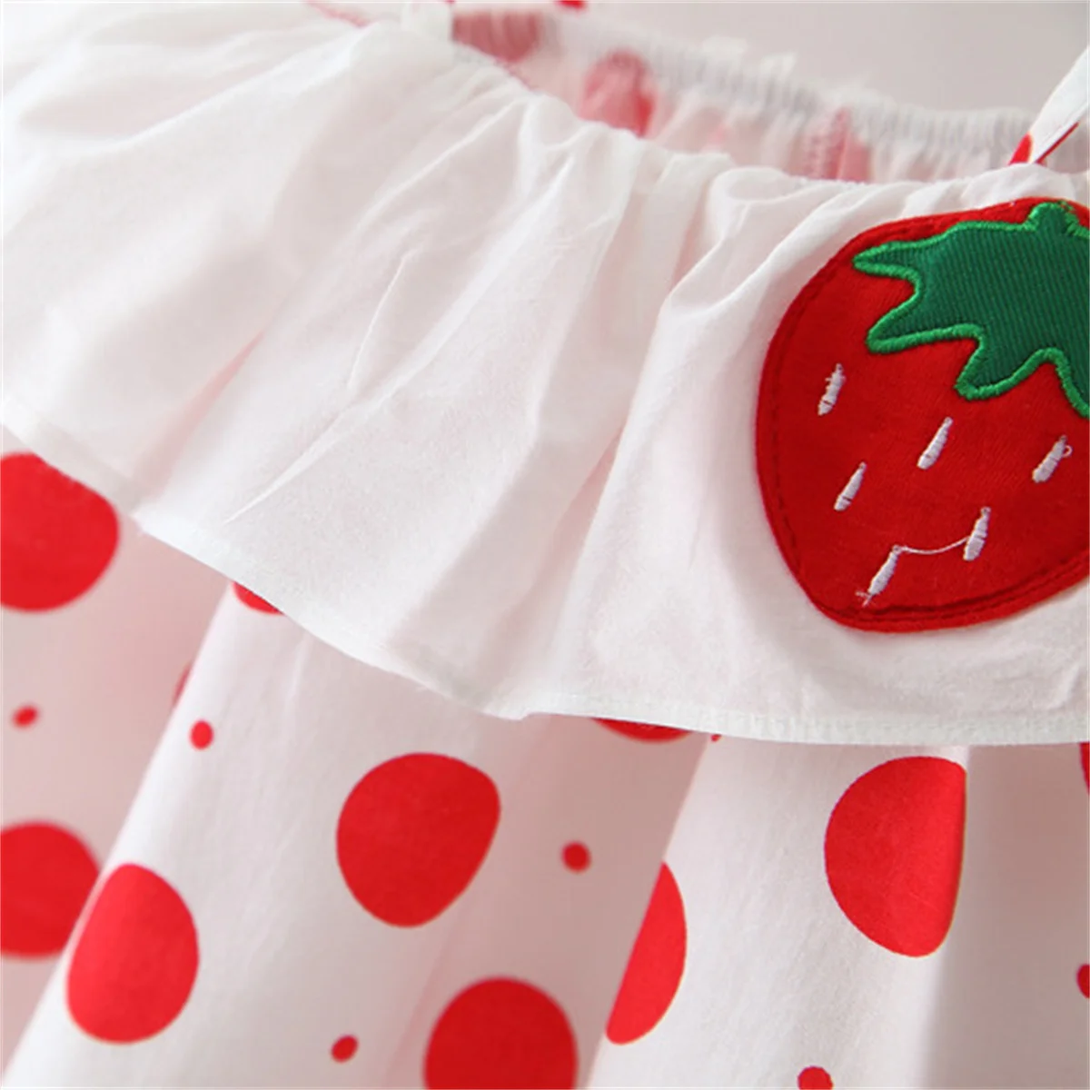 New Two-Piece Halter Strawberry Print Polka Dot Bloomers For Baby Girls Casual Summer Two-Piece Sweet Princess Dress