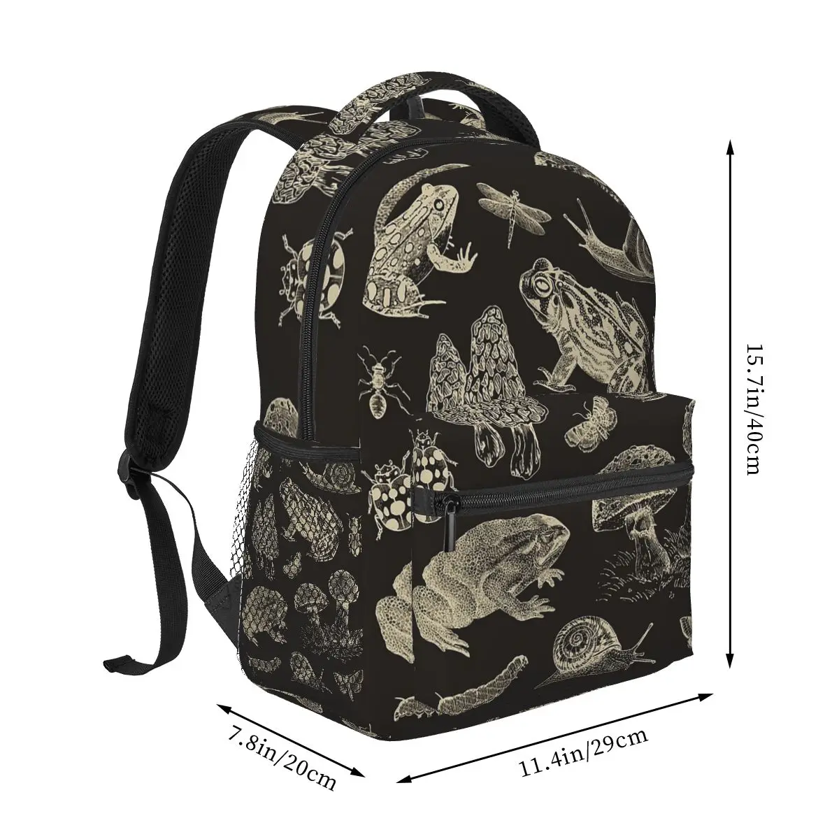 Frog, Mushroom, Snail, And Moth Insects Backpacks Boys Girls Bookbag Students School Bags Travel Rucksack Shoulder Bag