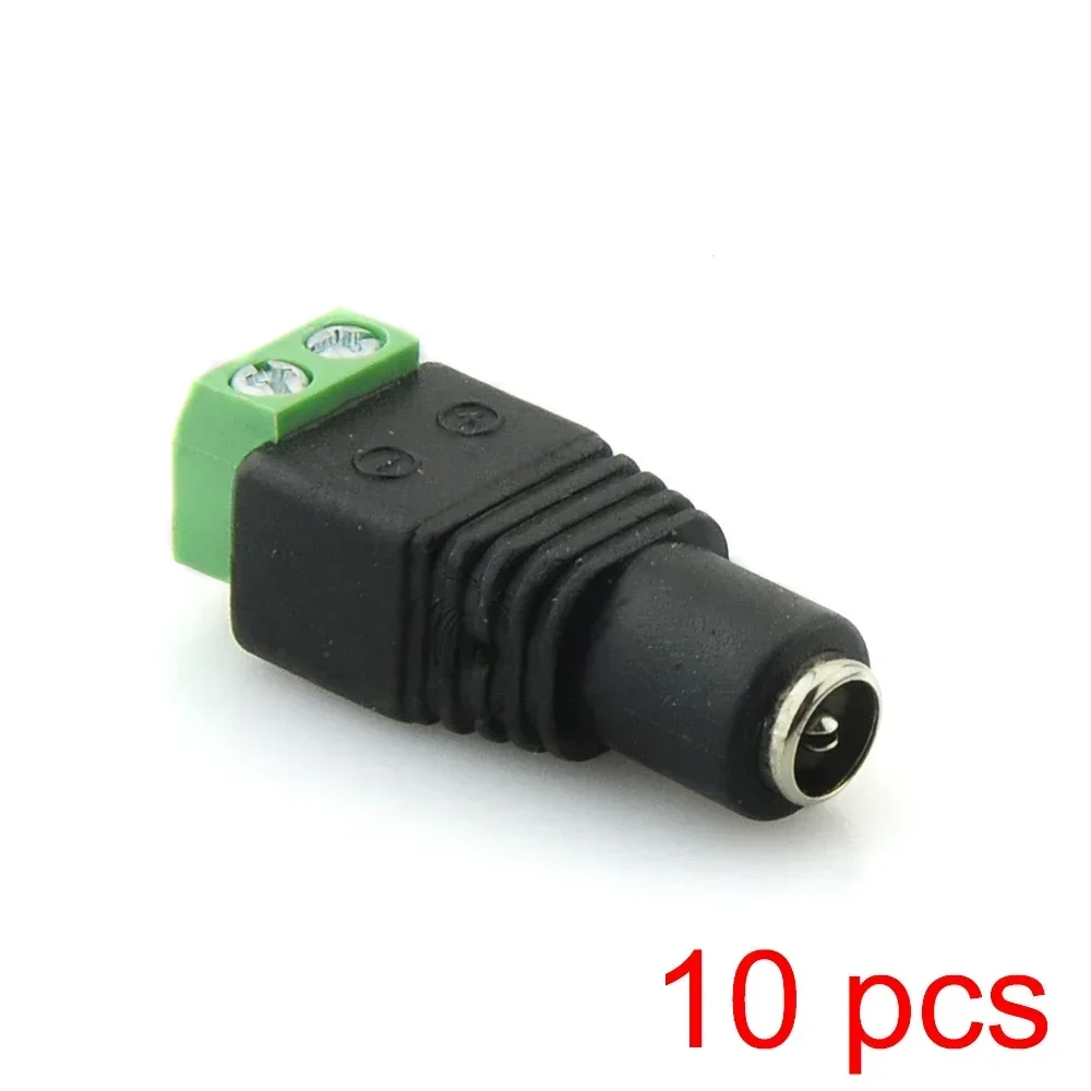 10PCS DC Female 2.1x5.5mm Power Jack Adapter Plug Cable Connector for CCTV Camera