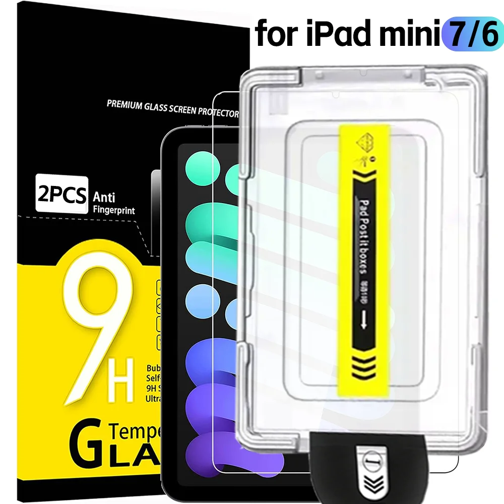 2/1pcs Easy Install Tempered Glass Screen Protector for IPad Mini 7 6 Dust Removal Film for IPad Mini7 Mini6 HD Anti-fingerprint