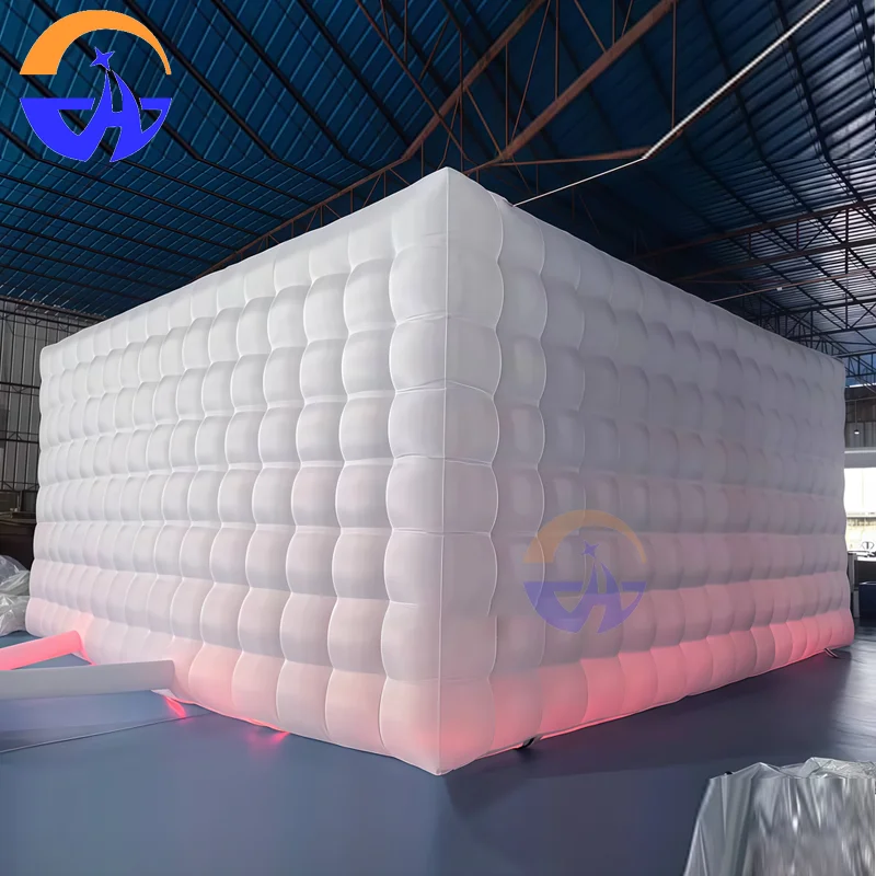 8x8x4m Grote Witte Opblaasbare Nachtclub Disco Kubus Party Tent Kubus Bruiloft Tent Vierkant tuinhuisje Evenement Onderdak Draagbare Paviljoen